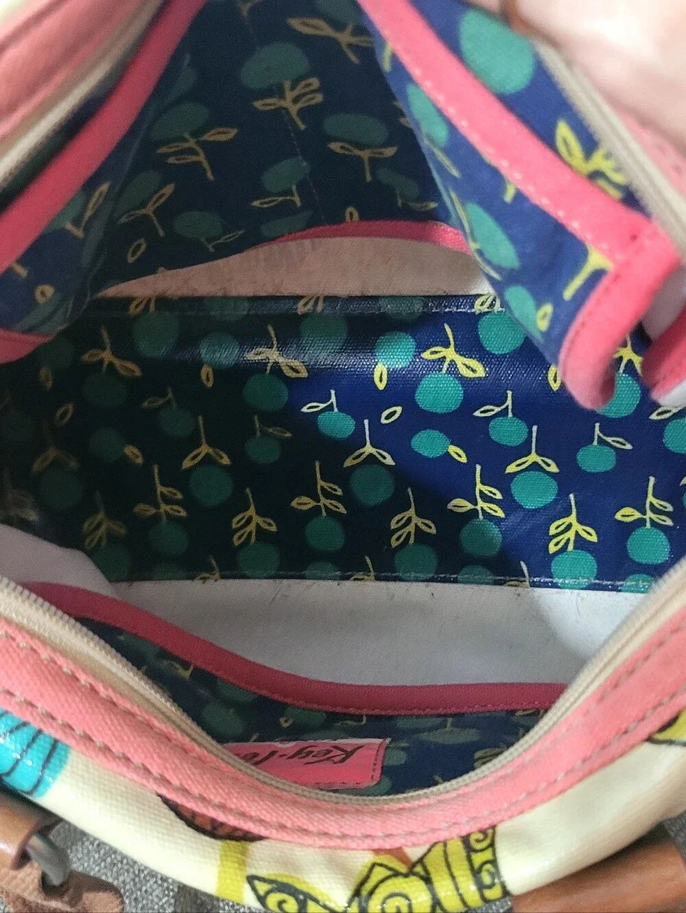 Vintage Fossil-Canvas Floral Coated Zip Shoulder/Crossbody Bag